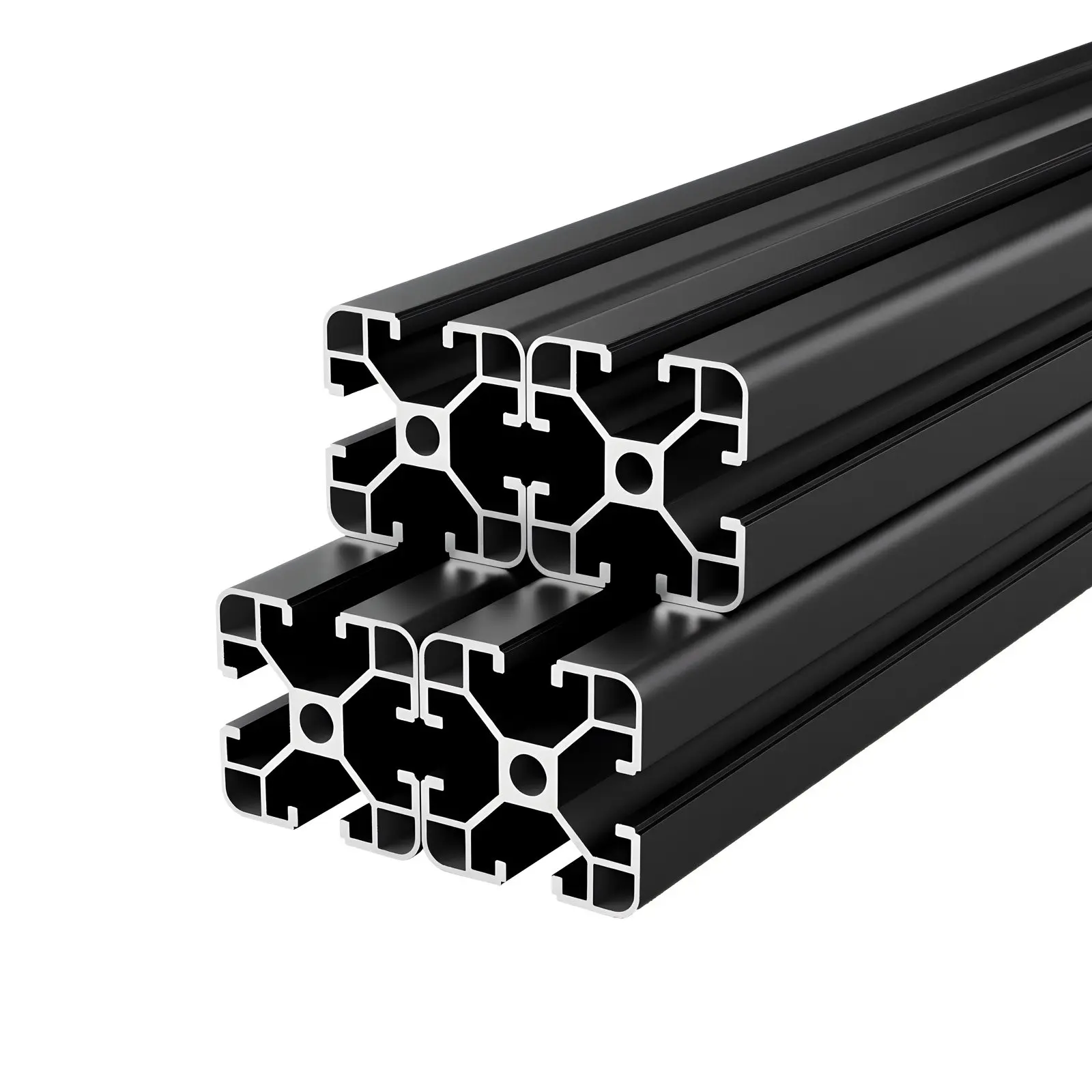 VEVOR 4PCS European Standard 4040 T-Slot Anodized Aluminum Alloy Extrusion Profiles (4040t-40-4-h, M8 Nut Slots), 15.75in/400mm High-Strength Linear Rails for 3D Printer Parts, CNC DIY Workbench (Black, DIY Users)