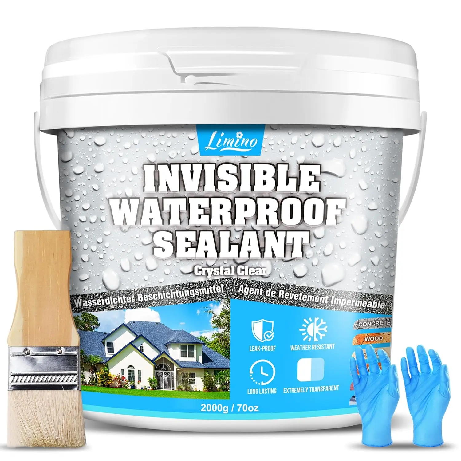 Waterproof Sealant - 70oz-Based Transparent Waterproof Coating, Invisible Agent Indoor &, Anti-Leakage Sealant for Roofs,,,, Terraces,