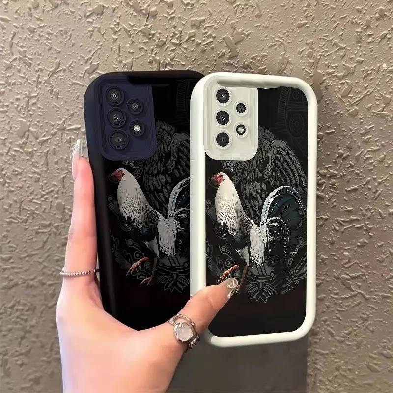 Phone case for Samsung GALAXY A13 A33 A52 A53 Majestic White & Black Rooster Emblem Celestial Eye Layered Phone Case Full cover protection Shockproof Enhanced Peotection Gift ROOJTMIGT, Full Coverage, Hd Print