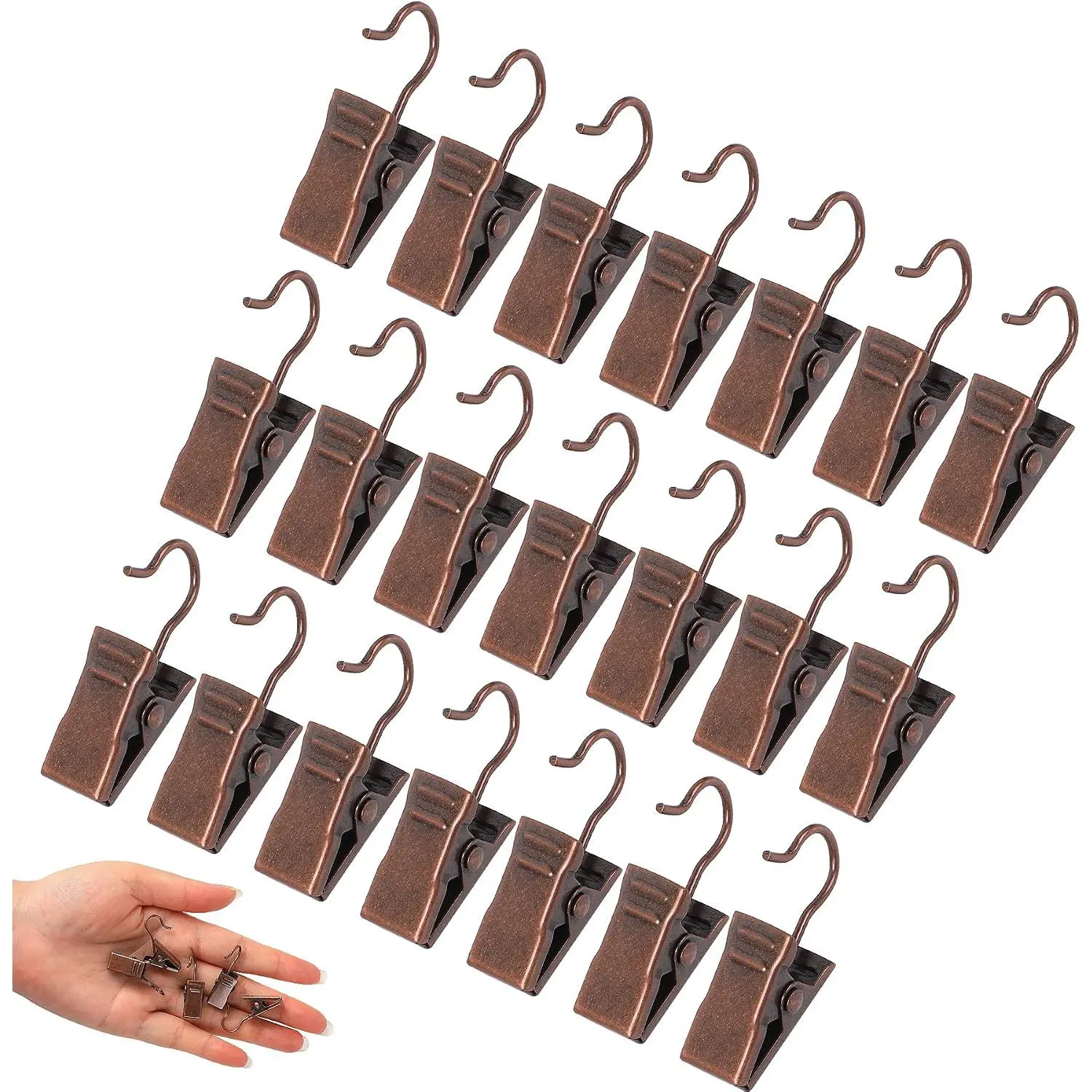 30 Pack Mini Heavy Duty Hook Clip Curtain Clips for Photos | Copper Holder Art Craft Display,Small,Stainless Steel Metal, Outdoor Decoration Hang Clip,for  String Lights