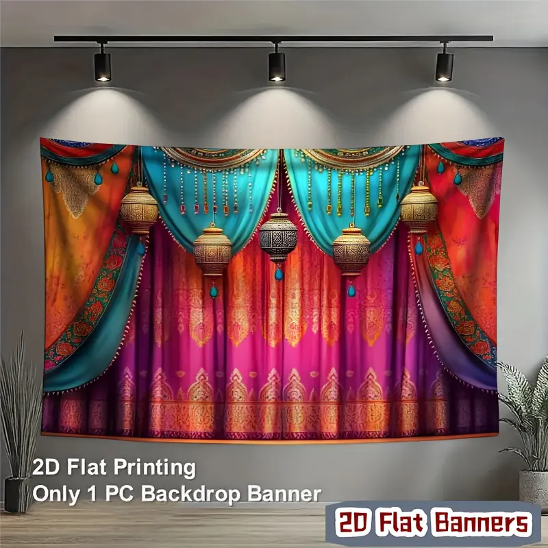 Cozy Polyester Indian Theme Cloth Backdrop - Traditional Bollywood Cultural Decoration, Birthday Print Festive Backdrops & Banners, Wedding Celebration Wall Hanging Photo Booth Prop