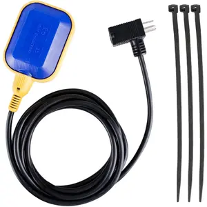 Float Switch with 10ft Cable, 16A Max Pump Run Current IP68 Waterproof, Ideal for Sump Pumps, Water Tanks, Sewage Pools & More