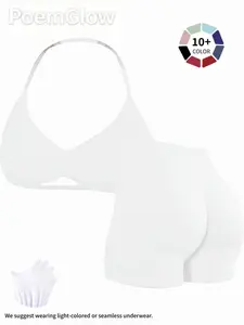 Women's Halter Neck Yoga Set, High Waist Butt Lifting Shorts, Breathable Quick Dry 2 Piece, Gym Workout, Fitness & Daily Wear, Backless Gym Clothes, Workout Summer Clothes, Sportswear Yoga Set