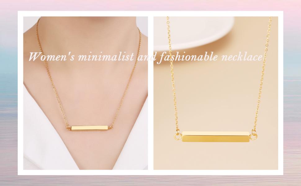 Horizontal Bar Urn Necklace For Ashes For Women Girls Stainless Steel Cremation Pendant Can Put Name/Date/Words Memorial Jewelry Keepsake Gifts