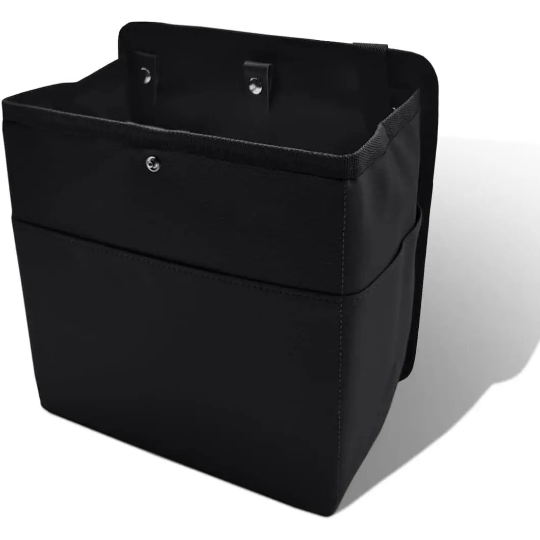 Car Backseat Leather Trash Can - Large Capacity Car Backseat Organizer with Pockets, Adjustable Straps, Foldable Design for SUV (Black), Car Backseat Organizers