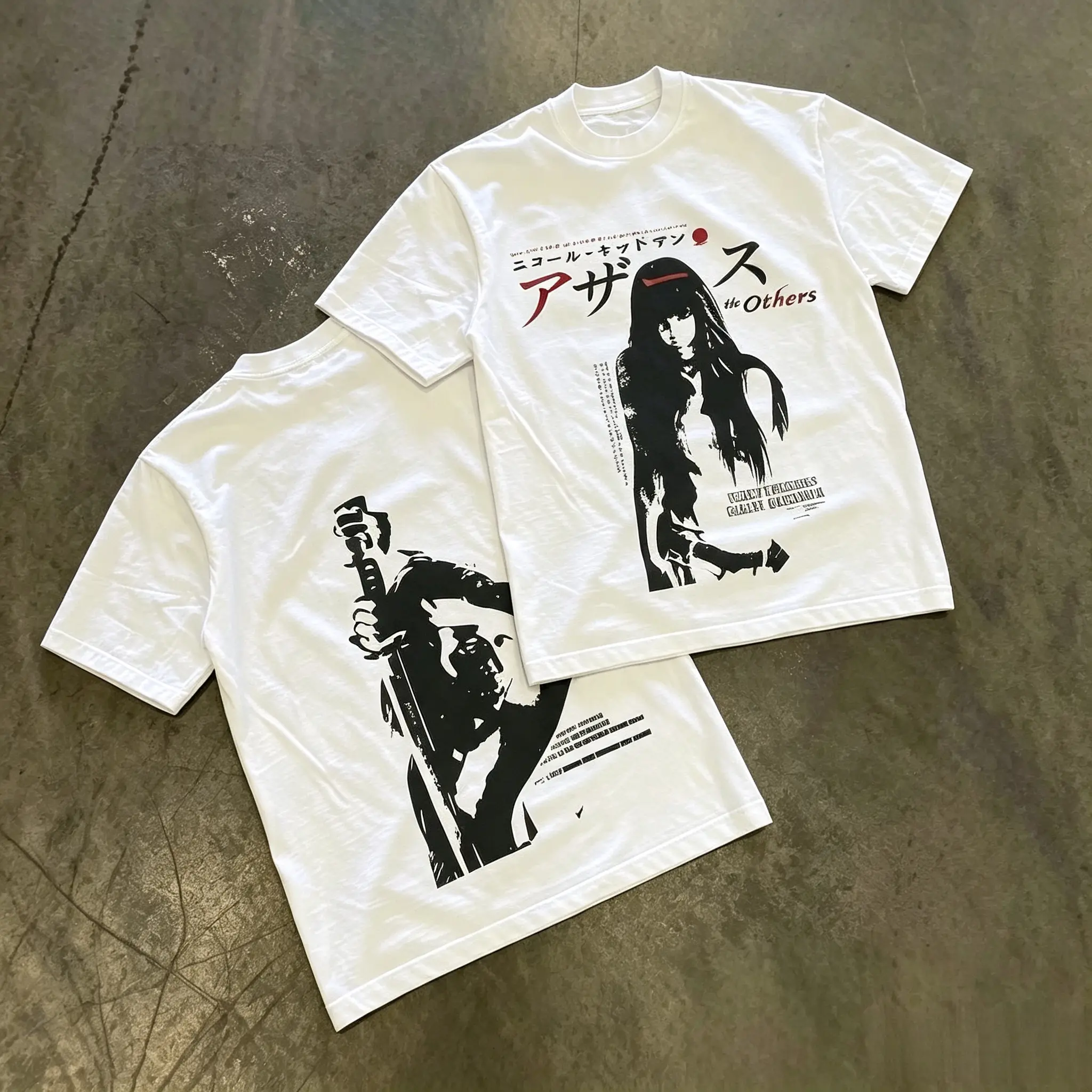 Kill Bill Vintage Double Sided Print T-Shirt Japanese Samurai Bride Graphic Kanji Letter White Oversized Short Sleeve Tee Retro 90s Movie Streetwear Unisex Loose Fit Cotton Top Gothic Harajuku Merch Gift For Film Fans Men Women
