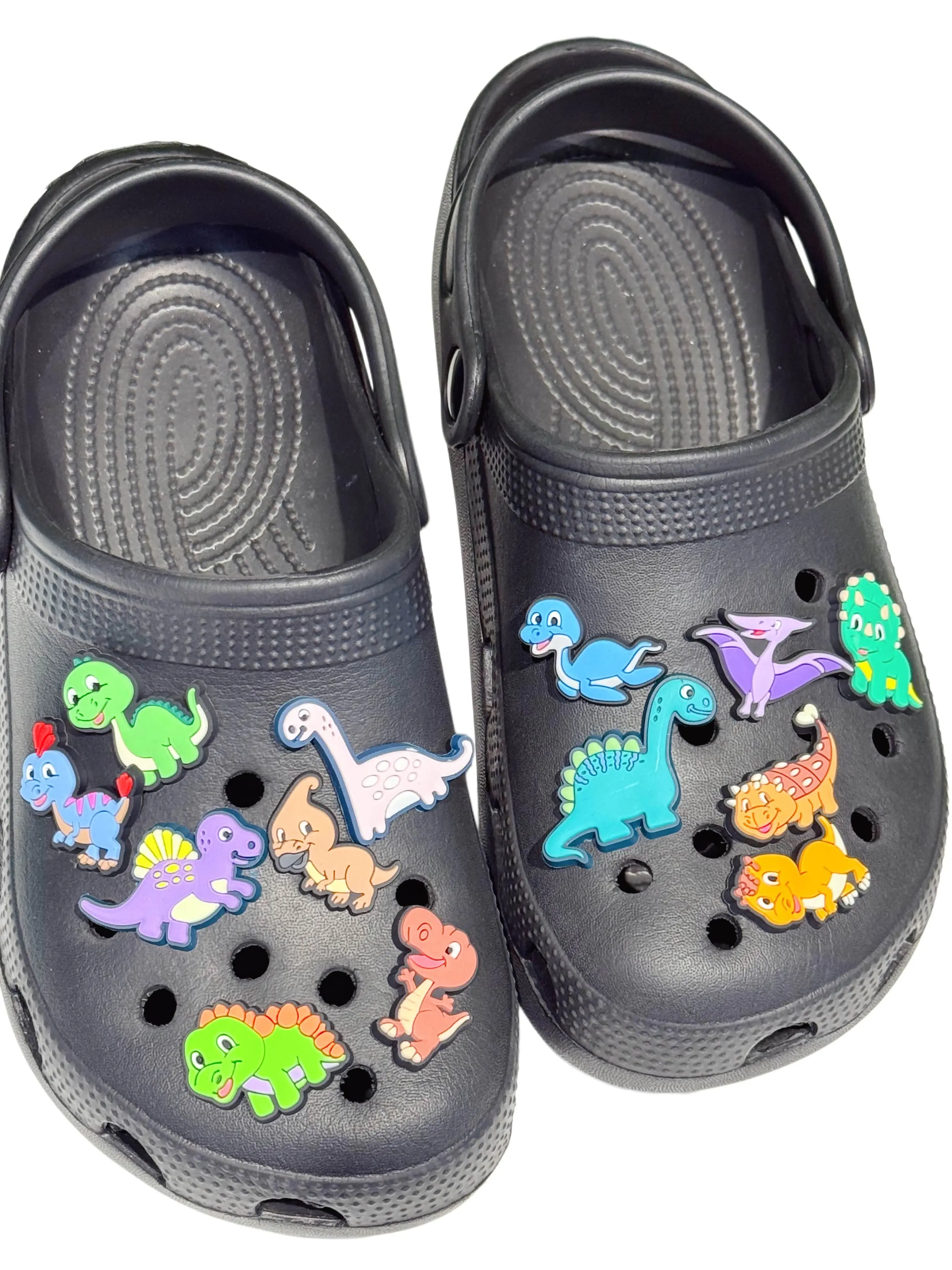 13Pcs Cartoon Animal Dinosaur Shoe Accessories, DIY Holey Shoes Button Sandals Decor, Fit For Kids & Adult , All Seasons