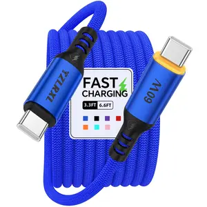 60w USB-C to USB-C Charging Cable for iPhone 15, 16, 17, Samsung, Xiaomi 5a, Fast Charging USB Type-C Cable, Quick Charge Adapter