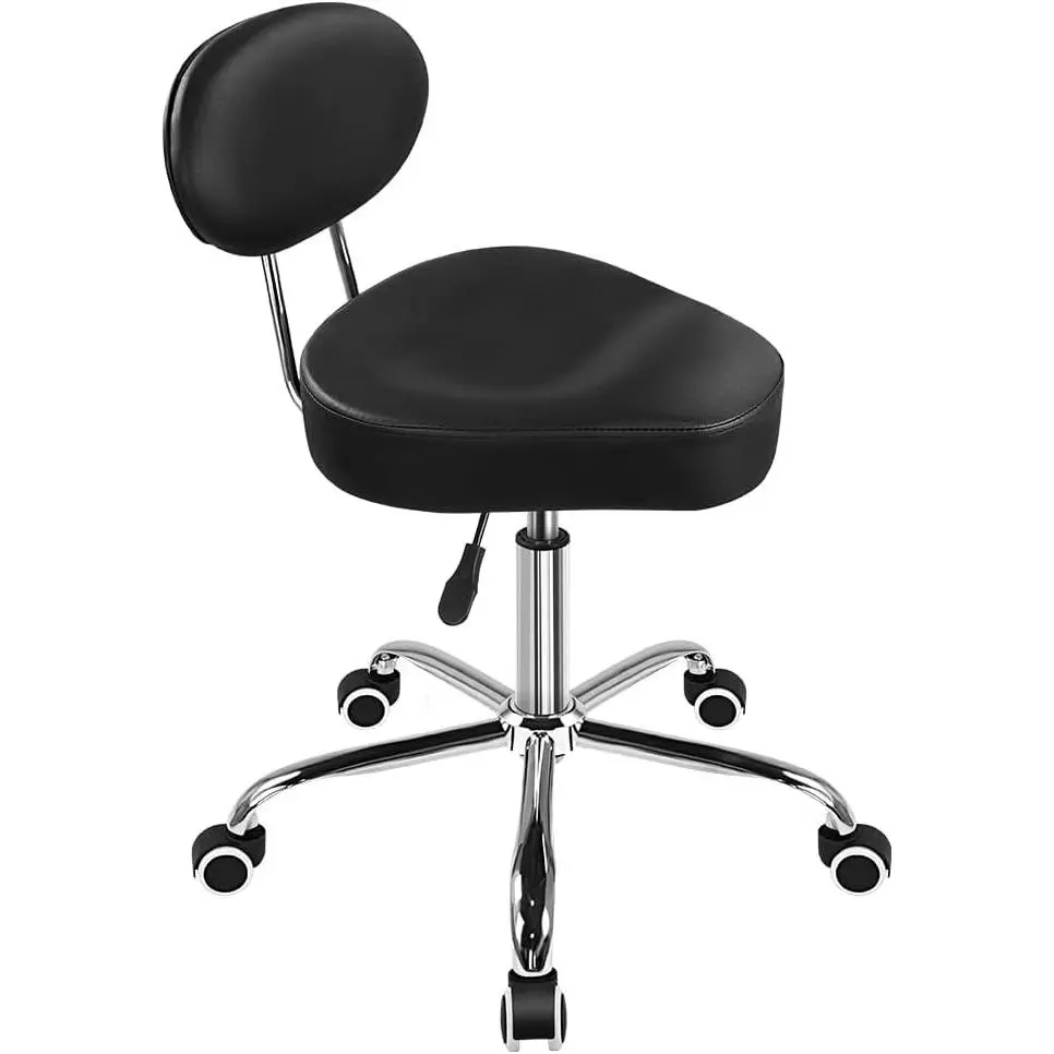 Saddle Stool with Back Adjustable Drafting Stool (Black)
