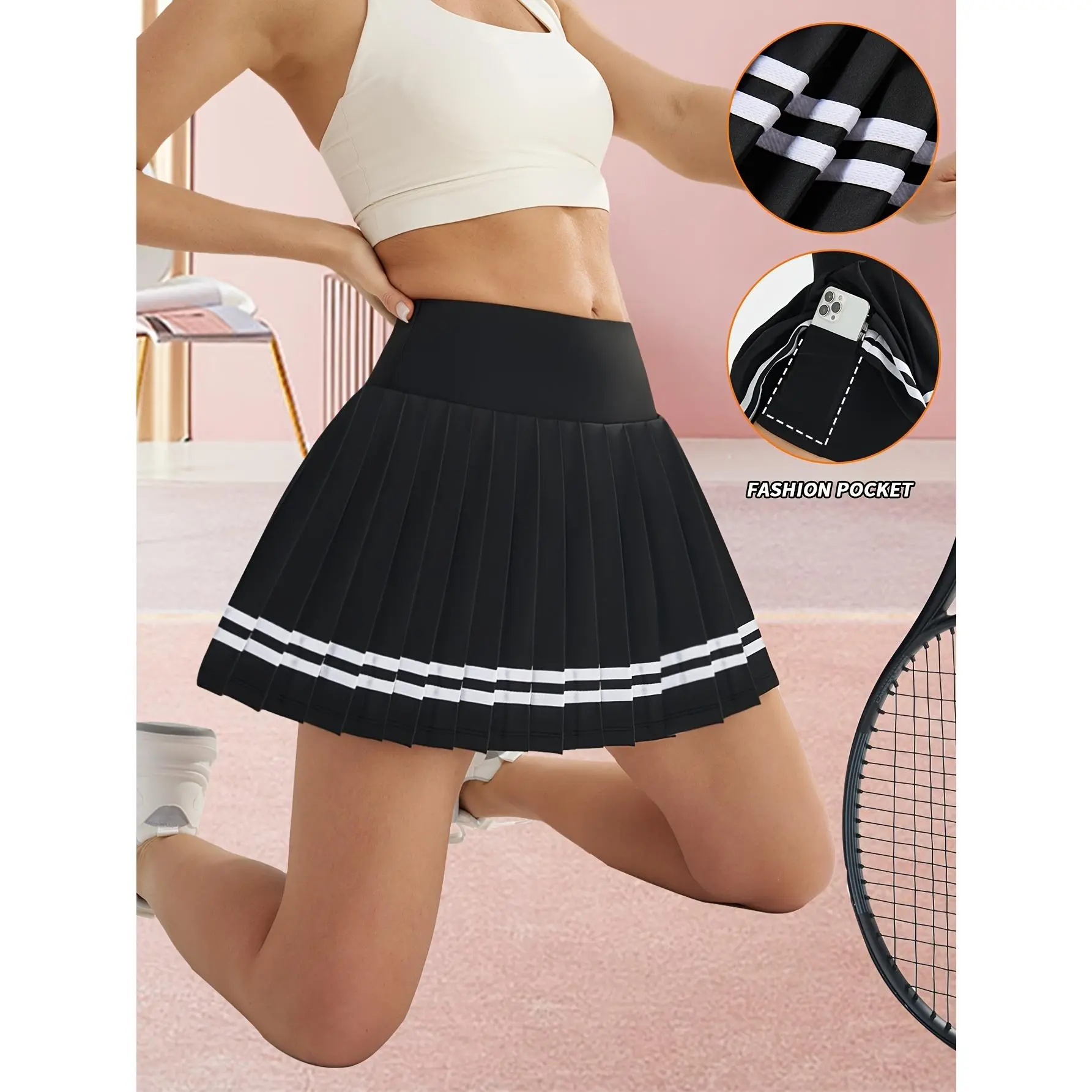 [New Design Skirt] 2-in-1 High-waisted Women's Skirt| Multi-functional Running Tennis Skirt with Built-in Underwear| Casual Pleated Comfortable Mini for Spring Summer