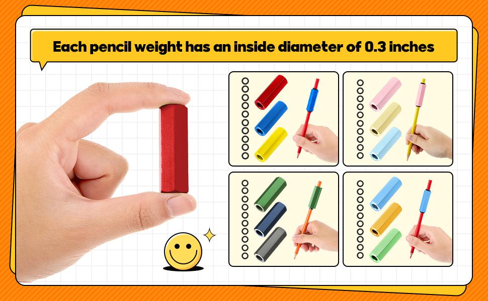 3 Pack Colorful Pencil Weights Kit Metal Pencil Weights Handwriting Aid Weighted Pencil Holder for Handwriting Autism Learning Materials