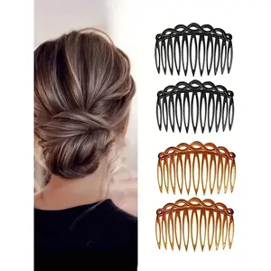 4pcs Vintage Twist Resin Hair Comb Set, Elegant Casual Hair Accessories for Women, French Style Hair Claw Comb Clips, Trendy Minimalist Hair Decor for Thick or Curly Hair, Daily Wear, Party & Fashion Styling, Compatible with Most Hair Types