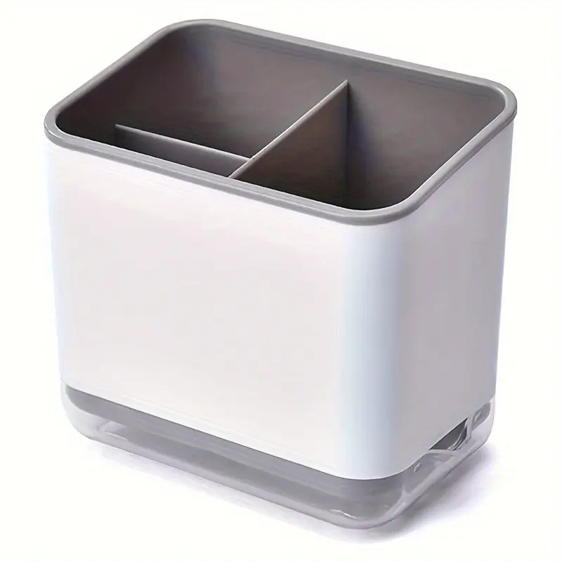 1 Piece [durable Plastic Cutlery Organizer] Multifunctional Kitchen Utensil Holder with Drainable Filter, Washable Storage Box for Chopsticks, Spoons, Forks, Knives, Etc. - Space-saving Countertop Organizer