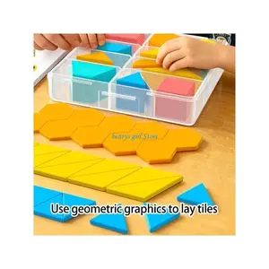 C7AB Unisex Geometric Tiles Puzzle Toy - Colorful Plastic Triangle Math Teaching Tool, Approx. 300g Fun Educational Hands-On Learning Gifts for Kids