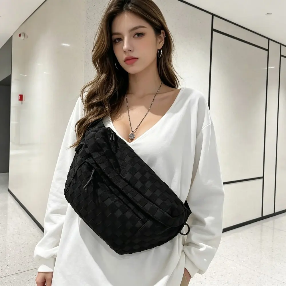 Men's Preppy Chic Sweet Modest Multi-Compartment Large-Capacity Foldable Crossbody Bag - Machine Washable for Travel, Daily Commute