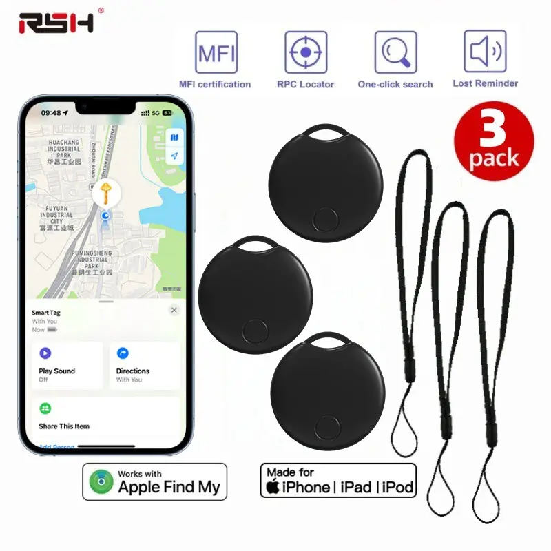 Smart Tags 1/2/3 Pack, Apple Find My Compatible, 75 Db Sound, Replaceable Battery, Precise Location, Privacy Safe, Key Finder