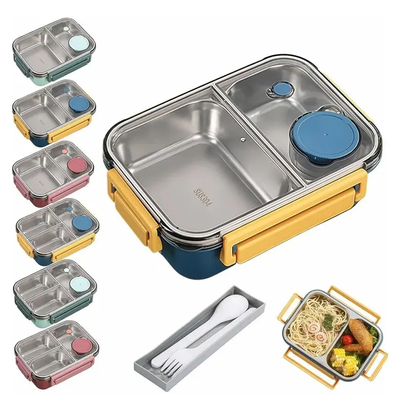 304 Stainless Steel Lunch Box, Insulated Meal Container with Dividers, Ideal for Work Meals and Picnics, Durable and Practical Design, Thermal Food Containers