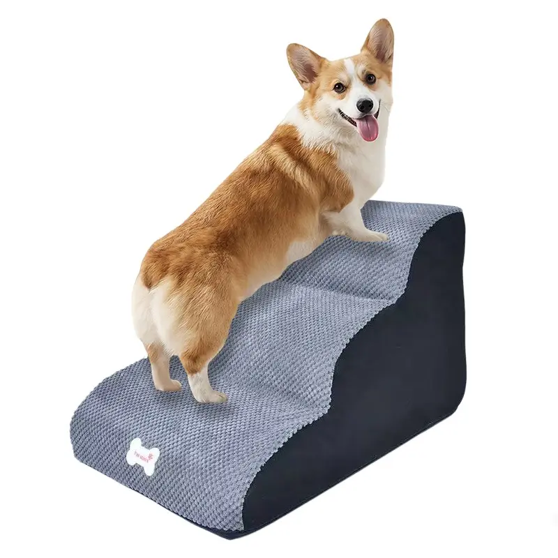 Pet Staircase Washable Sponge Steps, Non-Slip Pet Ladder for Small Dogs Cats, Sofa Ramp, High Bed Access, 2-4 Steps