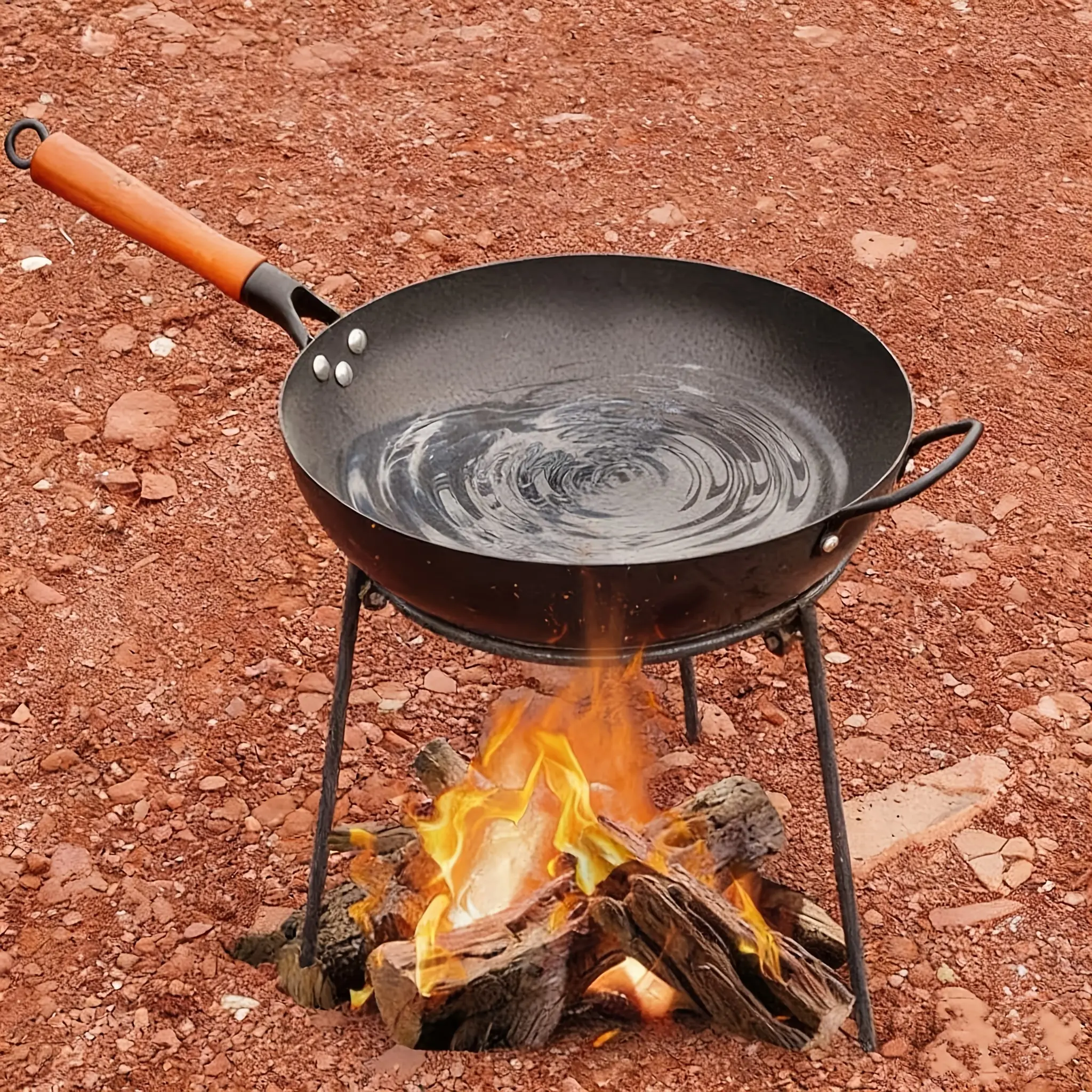 A Portable Camping Tripod, Material, with Adjustable Legs - Sturdy Metal Construction, Foldable Stand, and Dutch Oven Support, Suitable for Outdoor Use