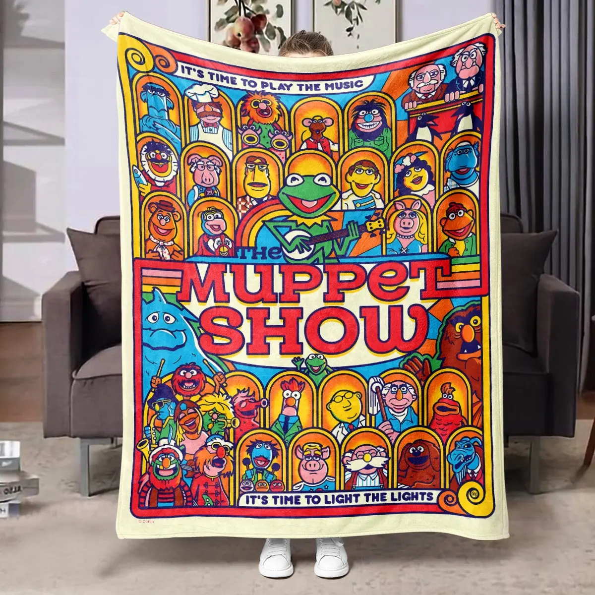 Muppet Show Flannel Blanket, Soft Skin-Friendly Anti-Pilling Lightweight Cover, Four-Season Adult Home Office Nap Rug, Cozy Throw Blanket