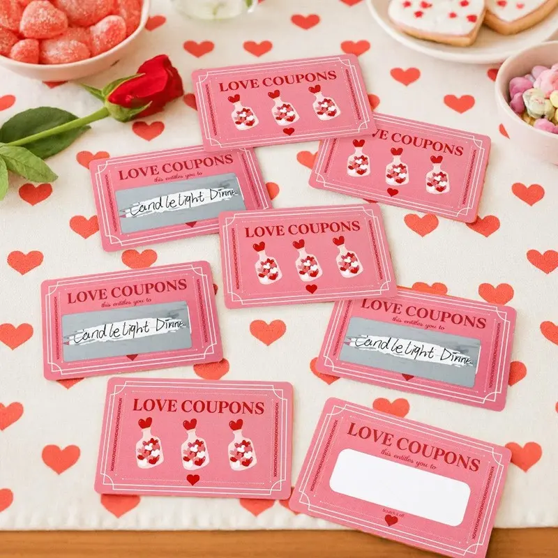 20counts Valentine's Day Scratch Card DIY Romantic Interactive Game, Handwritten Creative Couple Gift, Wedding Anniversary Night Card