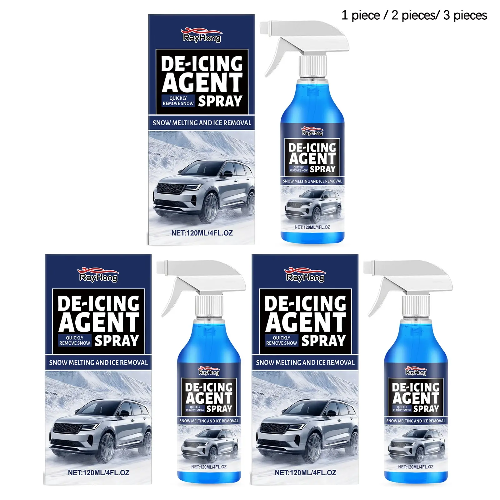 Automotive Ice Remover Spray 120ML Pack Easy Ice and Fog Removal for Car Windows and Mirrors Polishing and Rejuvenation Convenient Car Spray