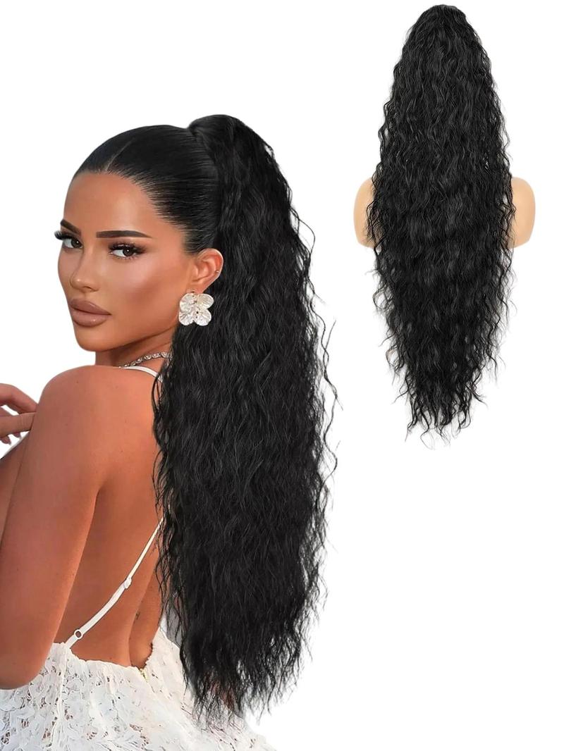 30 Inch Long Claw in Ponytail Extension, Natural Fluffy Loose Wavy Wave Synthetic Extensions, Synthetic Hairpiece for Daily & Party Use, Wavy Ponytailwig Hairstyle, Hair Weave Wig, Loose Wave Bundles