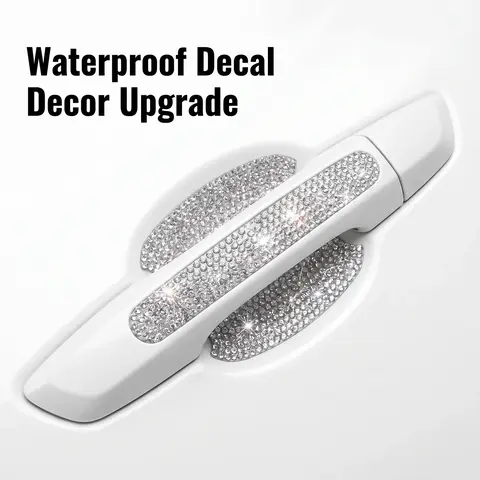 Rhinestone Car Door Handle Protective Sticker, Shiny Decorative Decal, Car Exterior Accessories for Women, Automotive Decoration