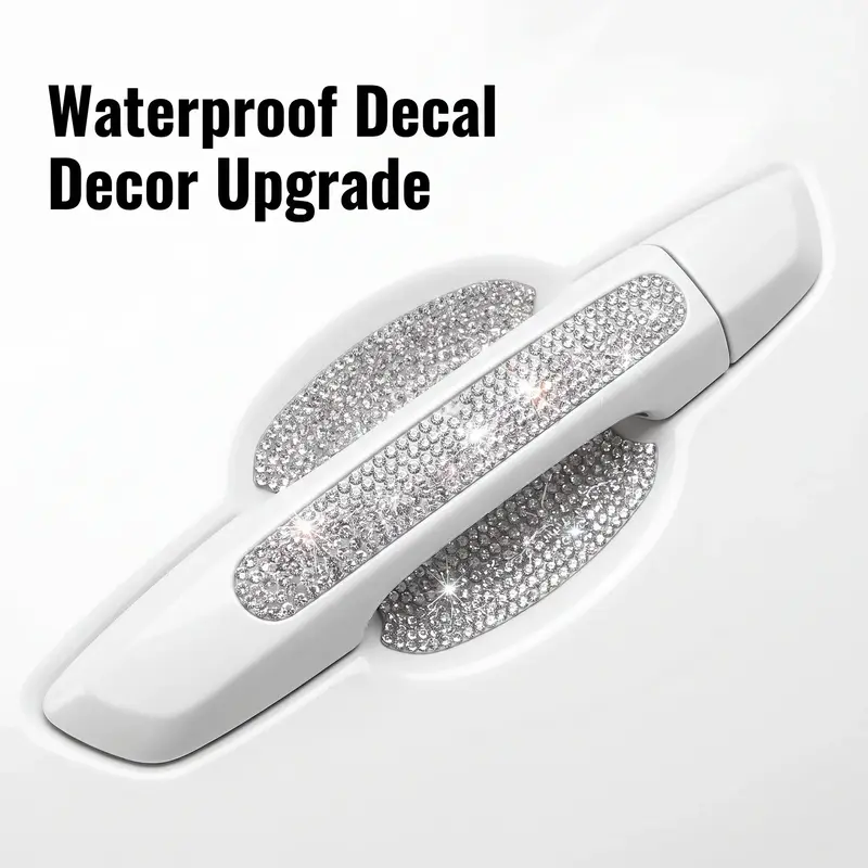 Rhinestone Car Door Handle Protective Sticker, Shiny Decorative Decal, Car Exterior Accessories for Women, Automotive Decoration