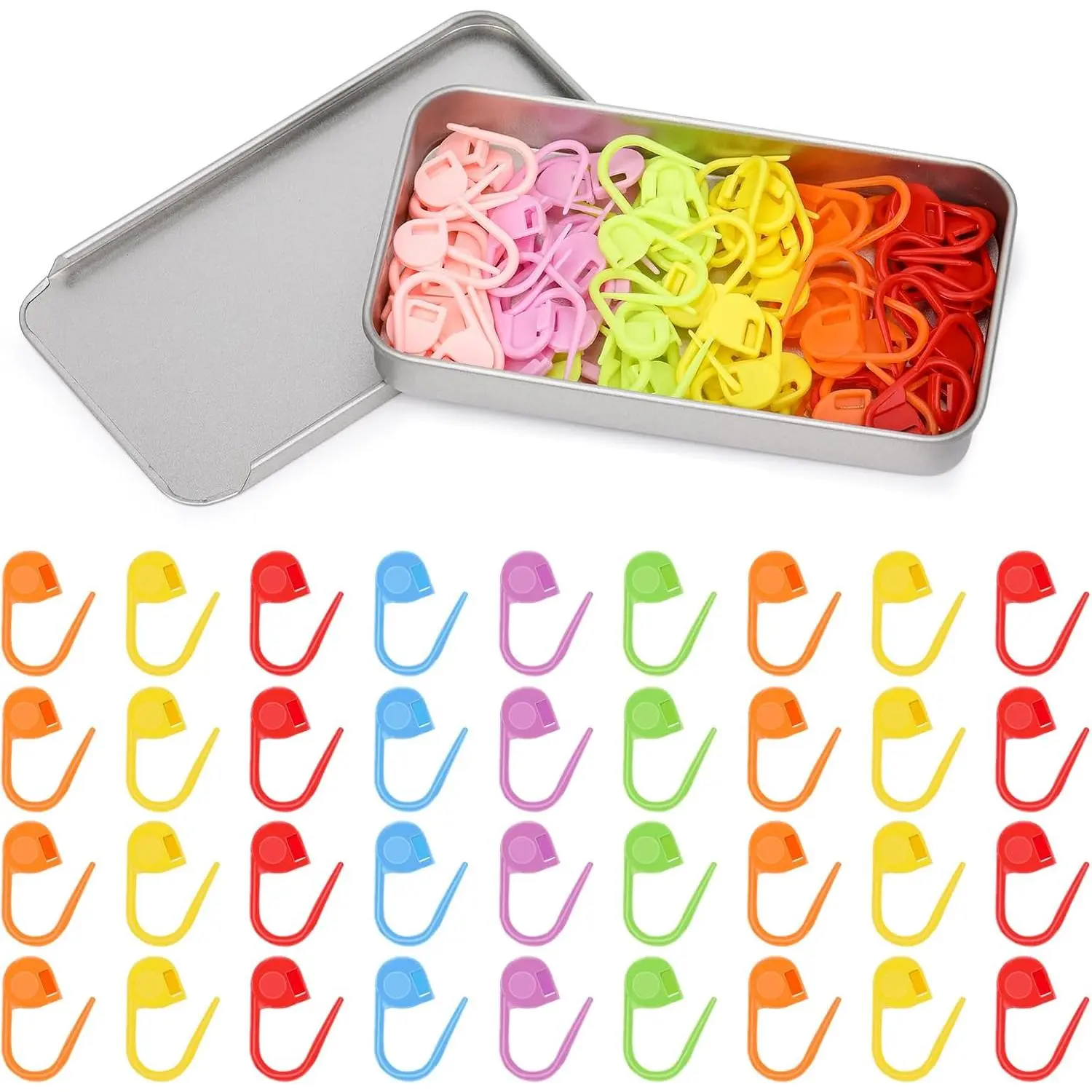 100 count  Markers, Crochet  Markers and Knitting Accessories |  Knitting Marker with Sturdy Metal Storage Box, Practical Tools for Crocheting and Knitting Lovers