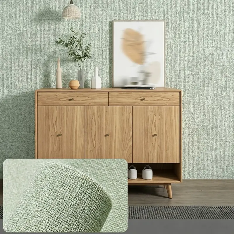 Pure Color Linen Self-Adhesive Wallpaper, Simple Style Indoor Decoration, Easy to Apply Wall Covering, Perfect for Home Renovation