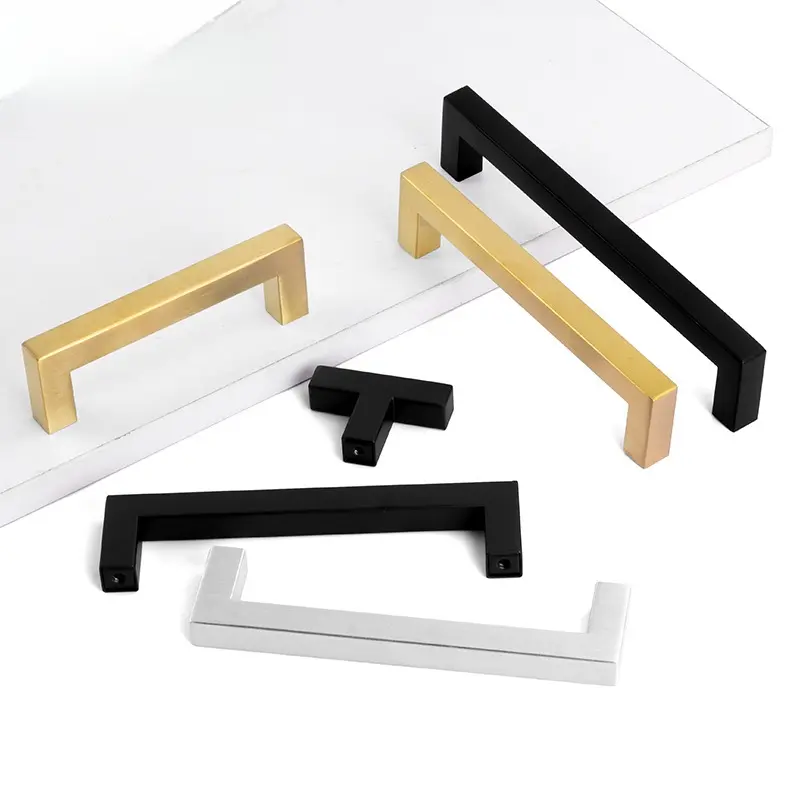10/20 pieces right angle square tube handles, stainless steel square handles, furniture handles, door handles, wardrobe door handles, drawer handles, cabinet handles, luxury cabinet door handles, easy installation, with screws, modern minimalist, househol