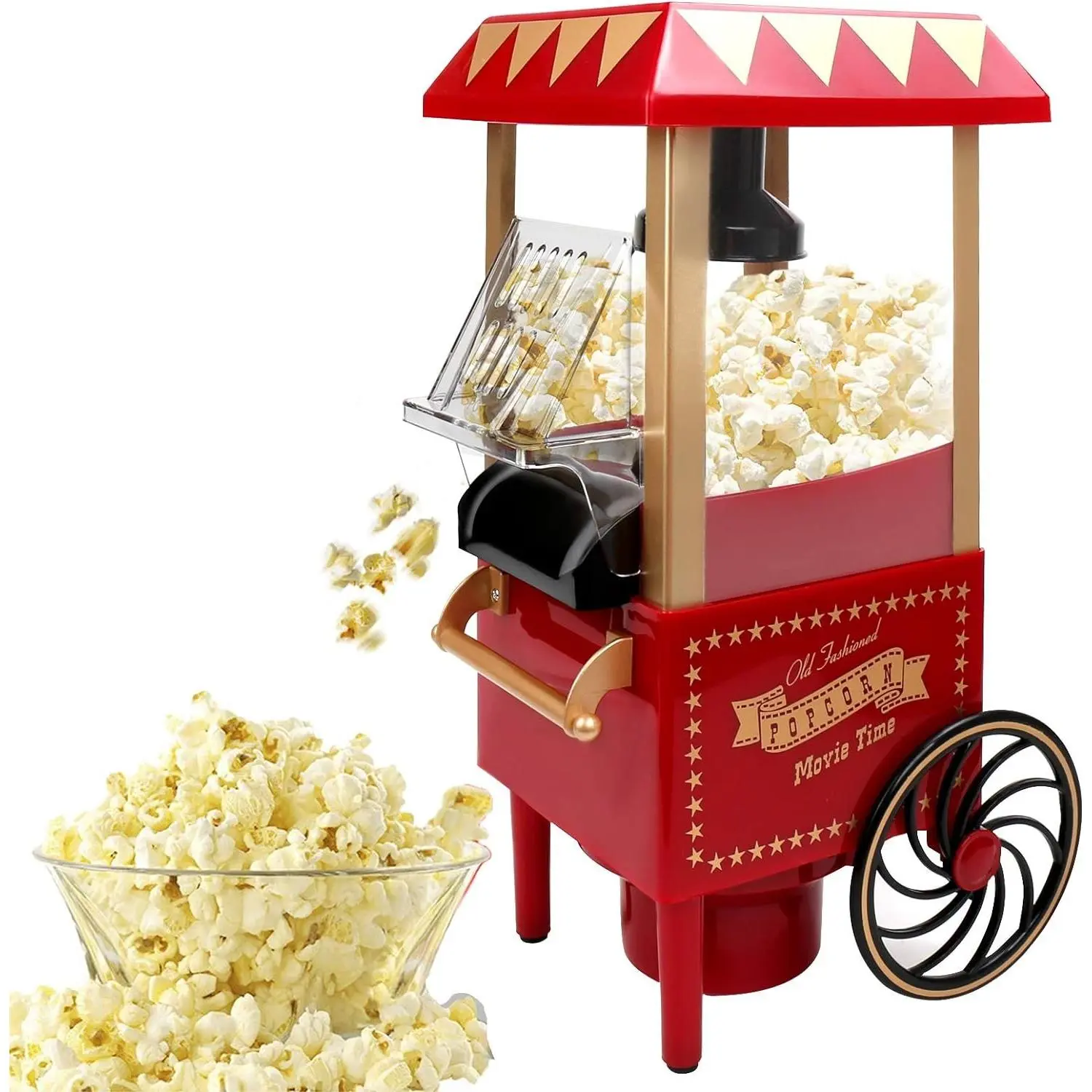 1200W Hot Air Electric Popcorn Popper with Kernel Measuring Scoop, Healthy Oil-Free & BPA-Free Popcorn Maker for Home Birthday Party Movie Night Christmas (Small)
