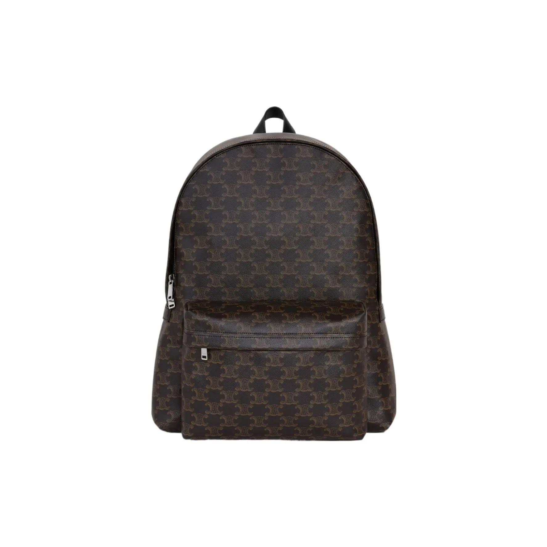Celine Triomphe Canvas Adjustable Strap Zip-Top Backpack in Black Leather for Men