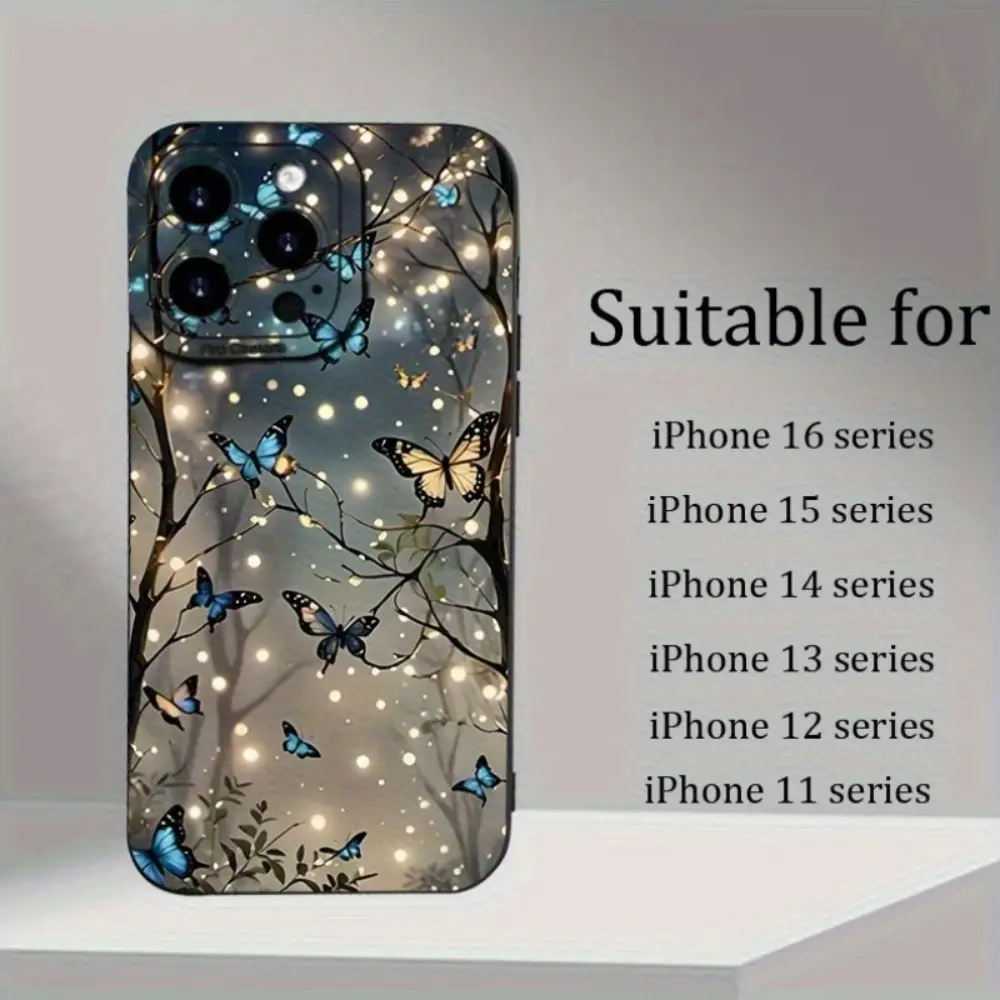 Phone Case - Trendy luminous butterfly design with soft matte texture, this new phone case is compatible with iPhone 16/15/14/13/12/11/Mini Plus Pro Max series and provides comprehensive protection