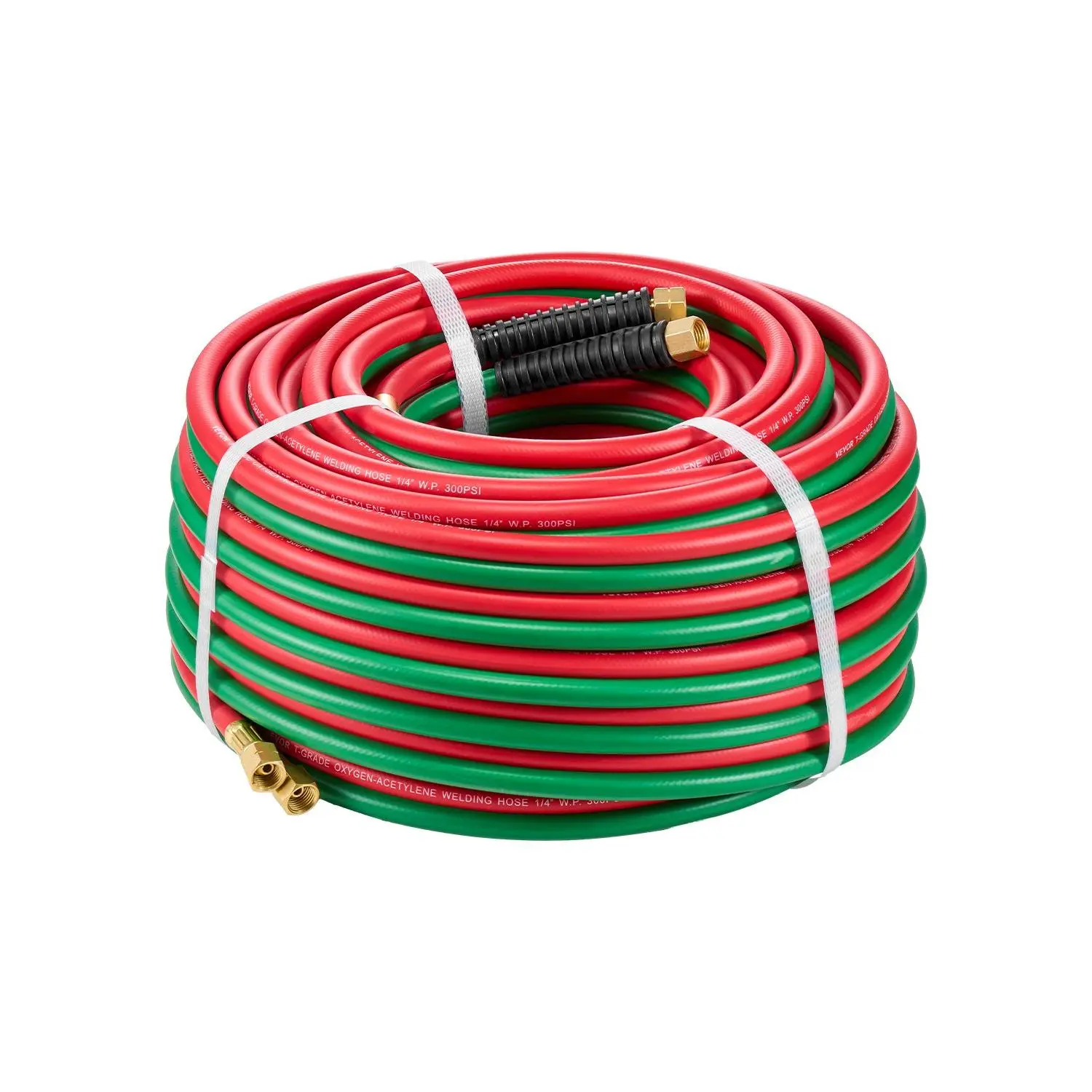 VEVOR Oxygen Acetylene Hose, 1/4-Inchx 100FT Oxy Acetylene Hose with 9/16"-18 B Fitting, 300PSI T Grade Welding Cutting Torch Twin Hose, Compatible with Oxygen, Acetylene, Propane and Other Fuel Gases