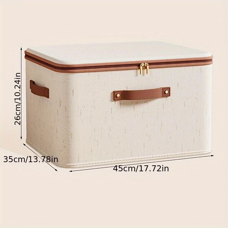 Large Capacity Cotton Linen Storage Box with Zipper, Multi-Functional Organizer for Clothes Bedding Bedroom Closet Office Car Trunk, Clothes Storage Organiser