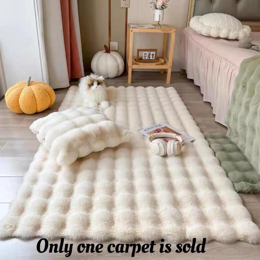 Solid Color Bubble Fluffy Rug, Soft Plush Rug, Non-slip Floor Mat, Decorative Area Rug for Home Living Room Bedroom Bedside