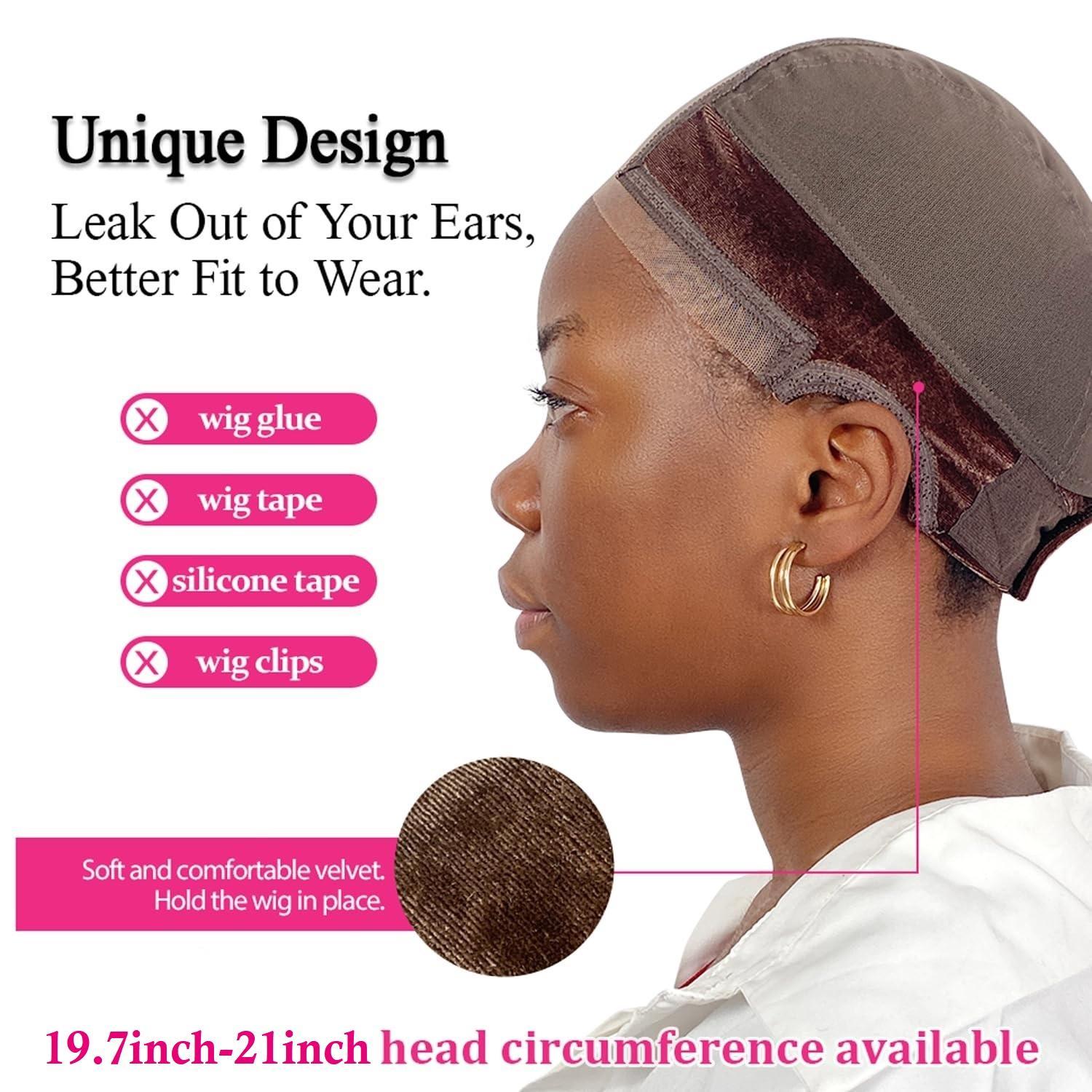 Wig Cap with Grip Band for Keeping Wigs in Place, 1-Count Adjustable Dome Mesh Cap with Exposed Ears, Non-Slip Cap to Wear Wigs Glueless, Hair Accessory