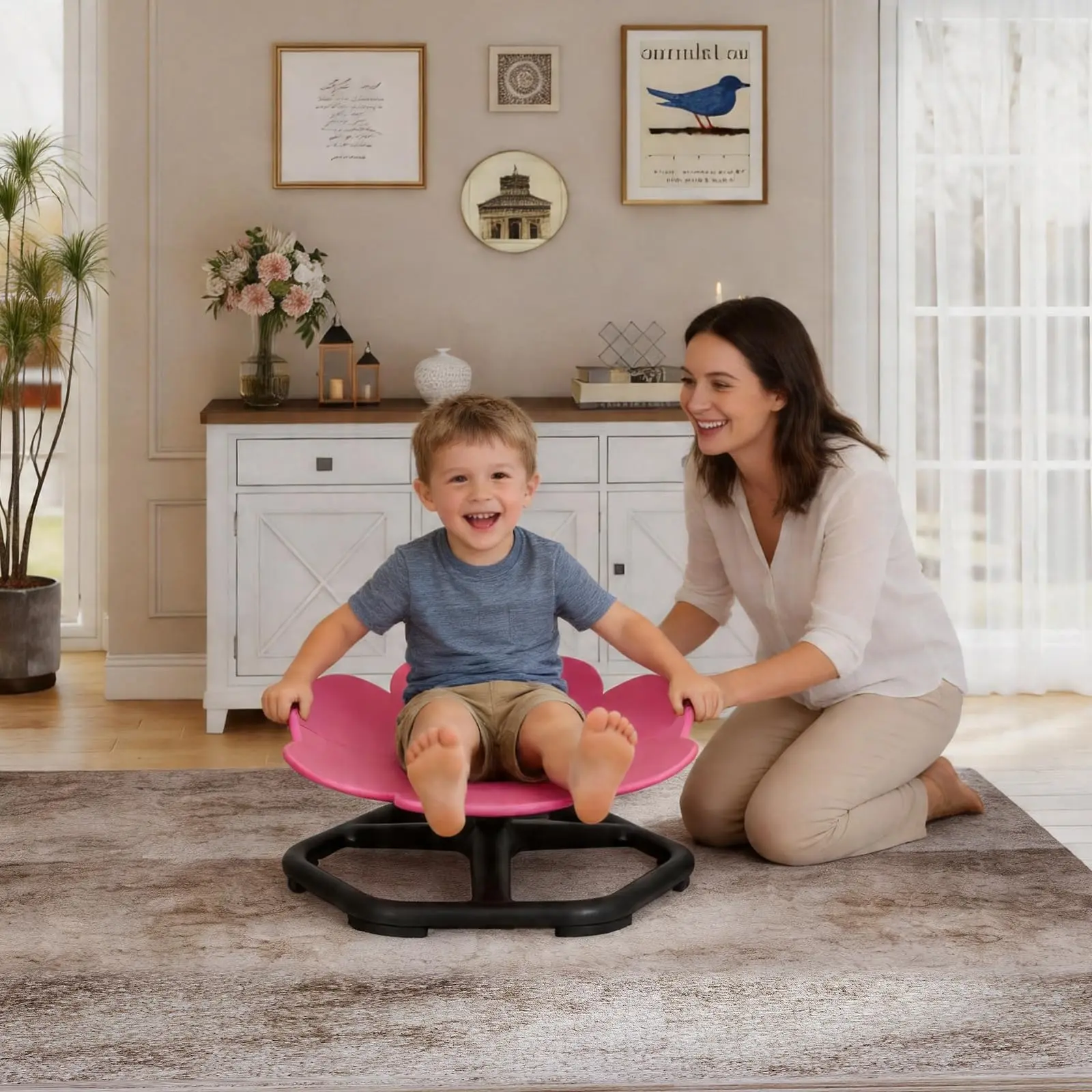Sensory Spinning Swivel Chair for Kids, Sensory Swivel Chair, Spin Chair Weight Capacity 220LBS, for Children with ADHD/Autism/Sensory, with Non-Slip Design, Training Body Coordination, 3+ Years,dorm essentials,home decor