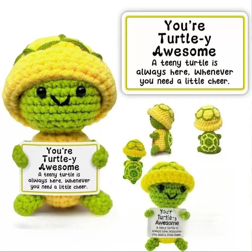 Handmade Crochet Emoji Bag Charm, Positive Energy Pocket Hug Doll, Inspirational Comfort Gift for Friends & Classmates, Knit Fabric, Desktop Decor, Motivational Card