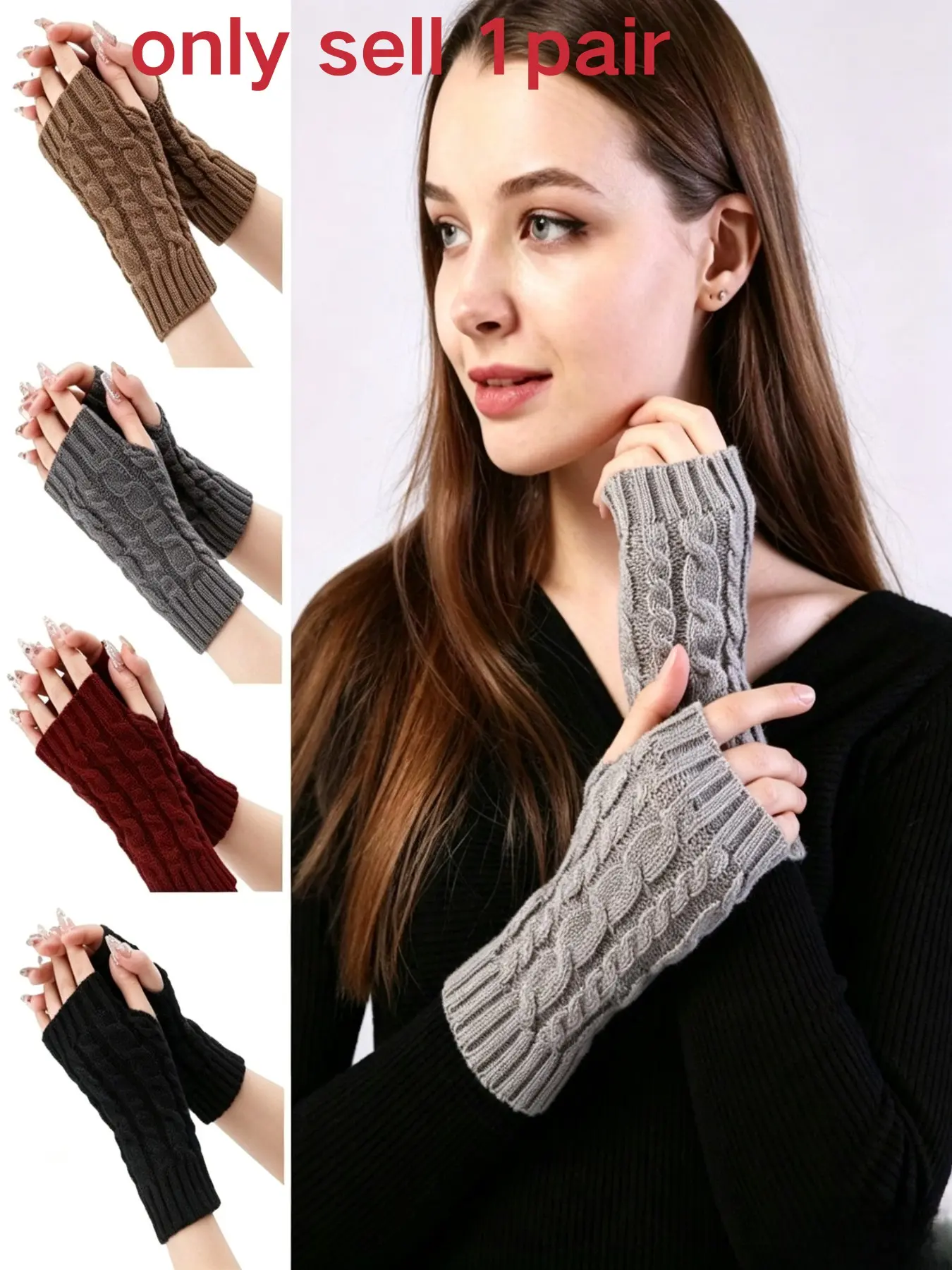 Autumn Winter Fingerless Gloves, Short Wool Knitting Half Finger Sleeves, Touch Screen Friendly, Men's Women's Warm Gloves, Gift Idea