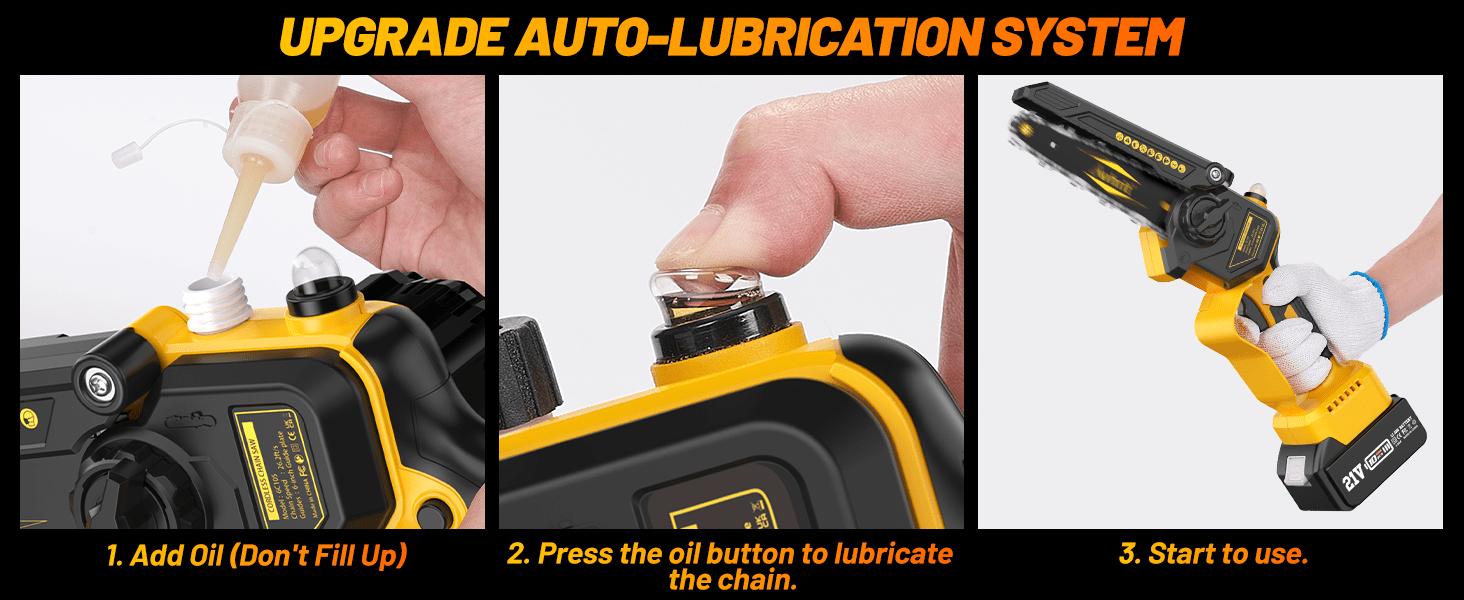 Electric Mini Chainsaw Cordless 6-Inch Handheld Portable Chain Saw with Grease Injector, 2 × 4.0ah Battery-Powered, with Safety Lock, Tool-Free Chain Handsaw for Small Pruning and Cutting Electric Mini Chainsaw Cordless 6-Inch Handheld Portable Chain Saw with Grease Injector, 2 × 4.0ah Battery-Powered, with Safety Lock, Tool-Free Chain Handsaw for Small Pruning and Cutting