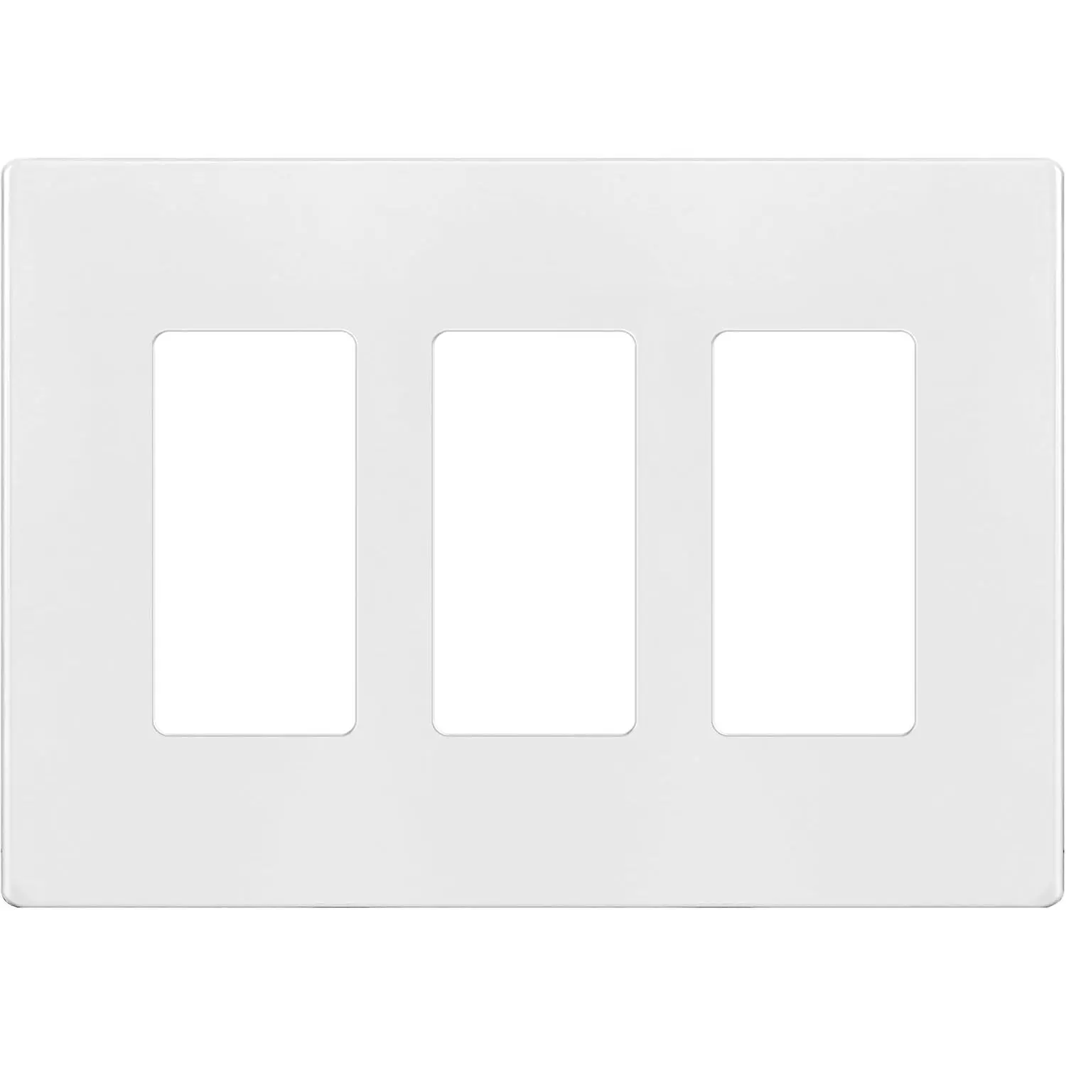 Screwless Decorator Wall Plates Child Safe Outlet Covers, Size 3-Gang 4.50" H x 6.30" L, Unbreakable Polycarbonate Thermoplastic, UL Listed, Glossy, White (1 Pack)