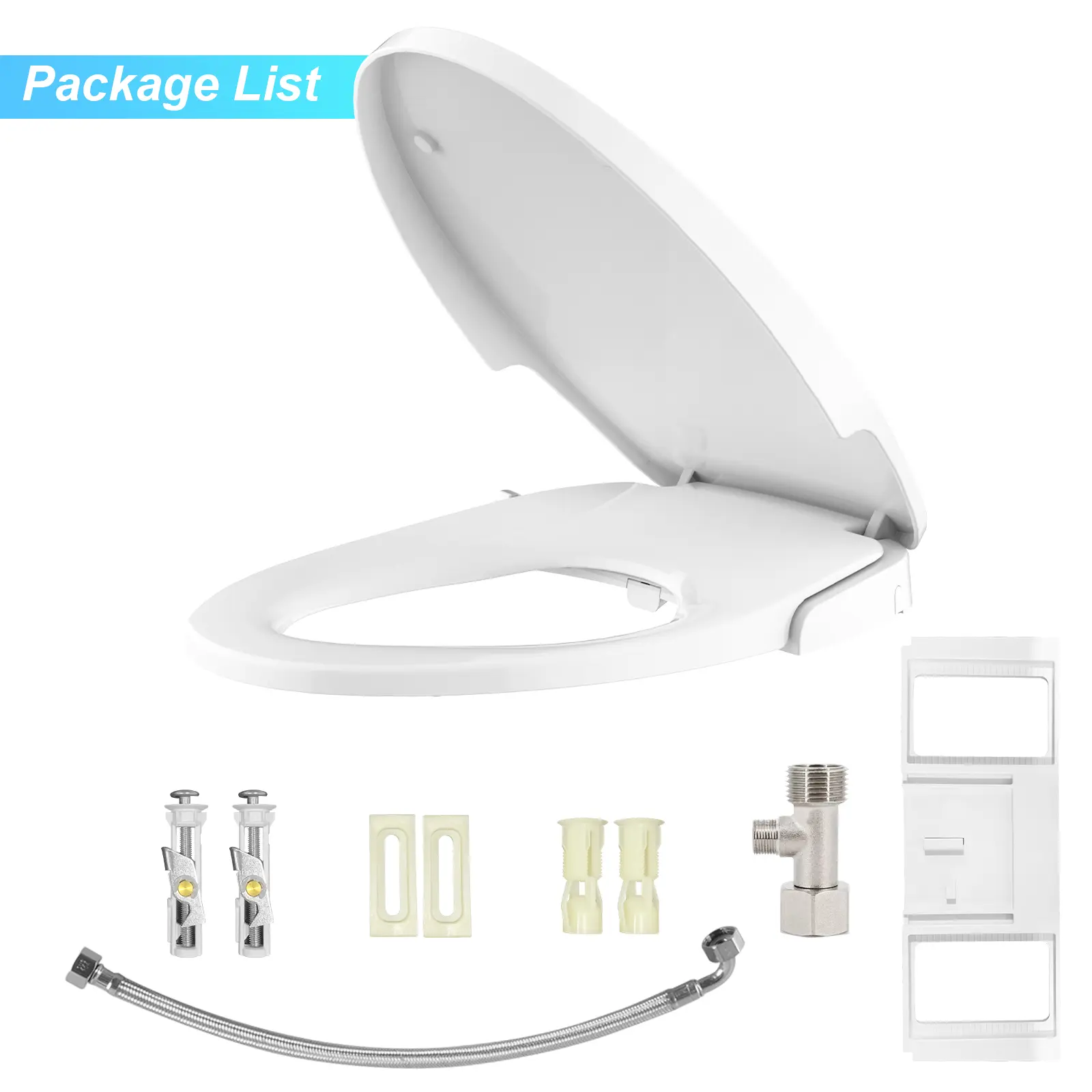 Dual Self-Cleaning Nozzle Bidet Toilet Seat, Fits Elongated & Round Toilets, Non-Electric Design, Adjustable Water Pressure & Temperature, Soft Close Lid, Quick Installation for Daily Sanitary Use