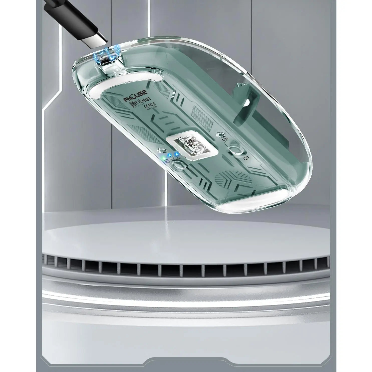 Transparent Shell Silent Wireless Bluetooth Mouse USB Connect Gaming Office Computer Mouse