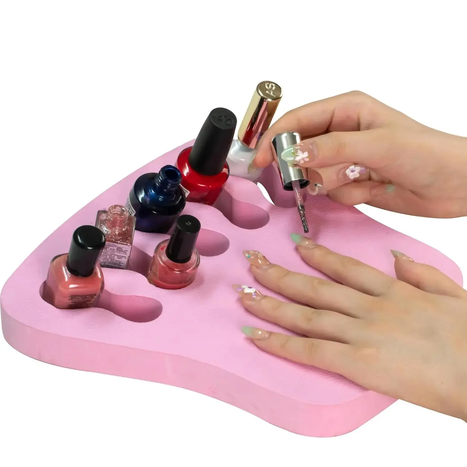 Nail Polish Organizer Holder, Nail Art Manicure Hand Stand Mat Rest Work Station