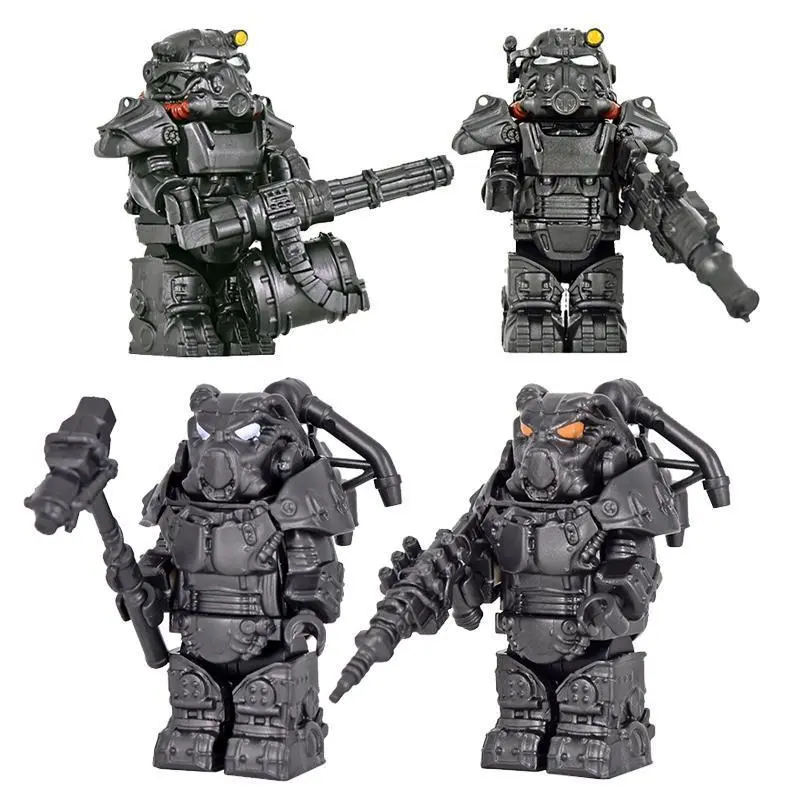 1PCS T51 Fallout 01 Military Theme Plastic Mini Anime Action Figure with Weapons, Robot Mecha Building Blocks, Unisex DIY Toy for Ages 6+ Kids with Operational Manual, 2026 Collectible Gift