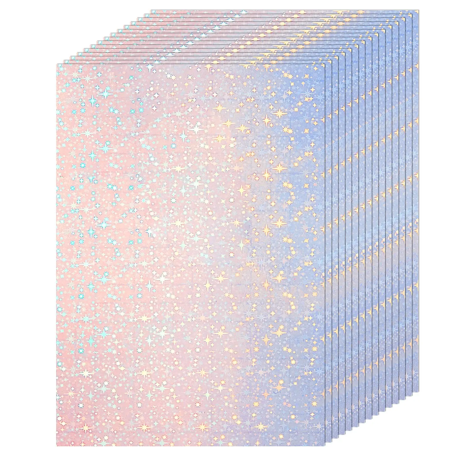 A4 Size 50 Sheets PVC Cold Holographic Self-Adhesive Laminating Film, Transparent Waterproof Vinyl Sticker Sheets, DIY Materials, 11.7 X 8.3 Inches