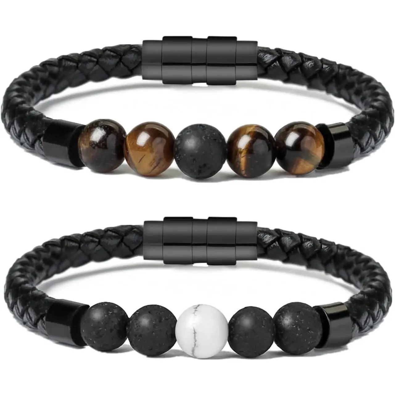 Leather Cremation Memorial Urn Bracelet Lava Stone 316L Stainless Steel Cremation Bangle Keepsake Urn Bracelet for Ashes